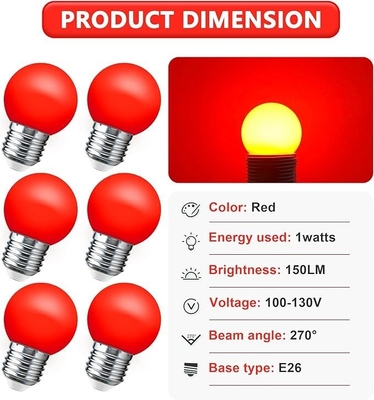 LED G45 Глобус Рождественские огни 1W Цветные ночные мини Эдисон E26 15W эквивалентная красная лампочка